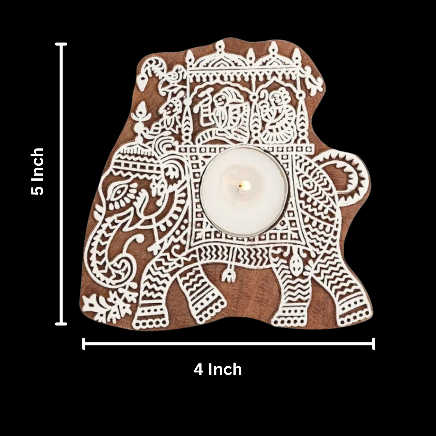 Eco-friendly Wooden Elephant Tealight Candle Holder