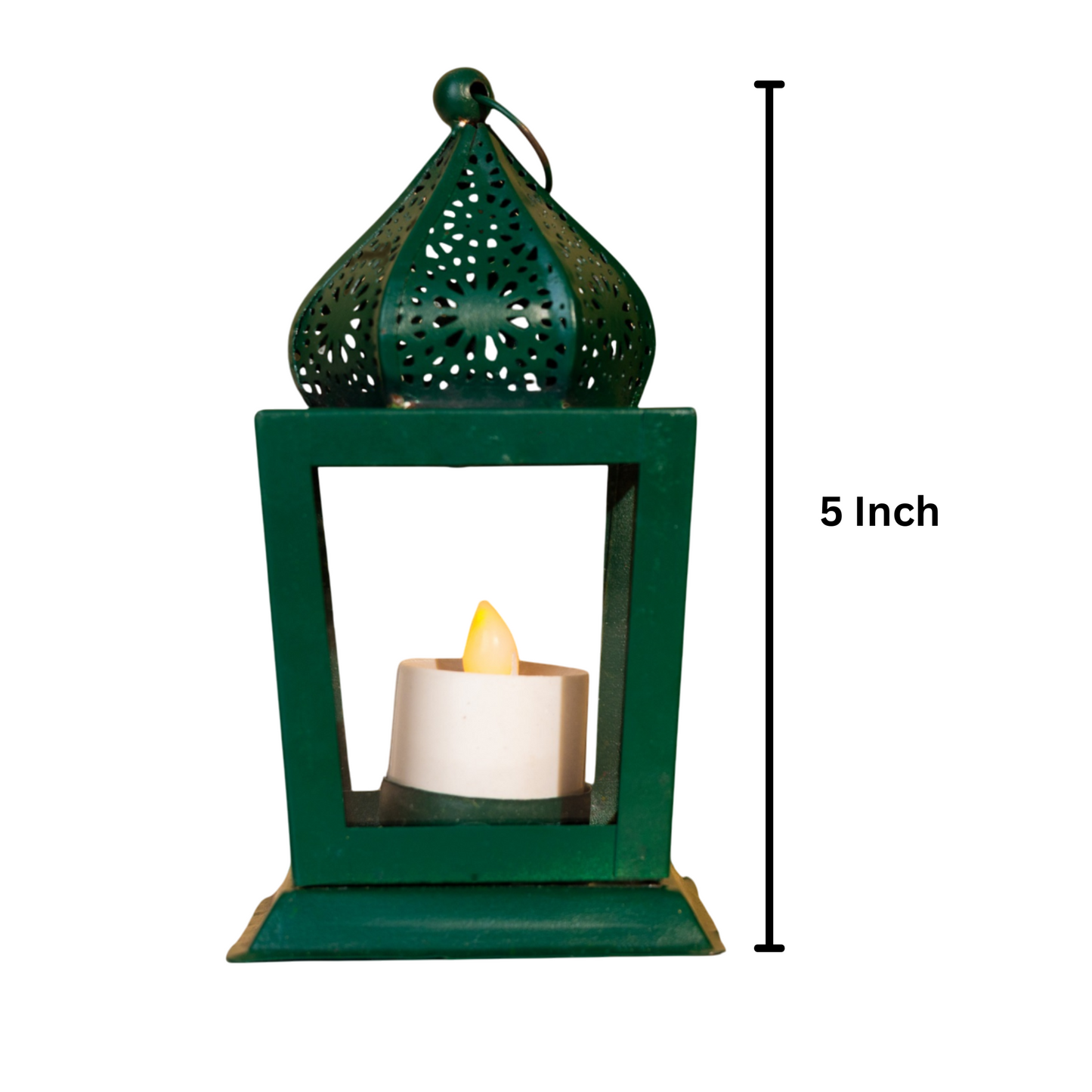 Glass And Metal Lantern With Pillar Candle