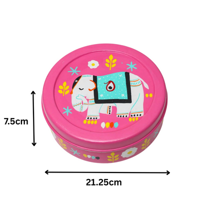 Hand Painted elephant print Spice Box With 7 Compartments-