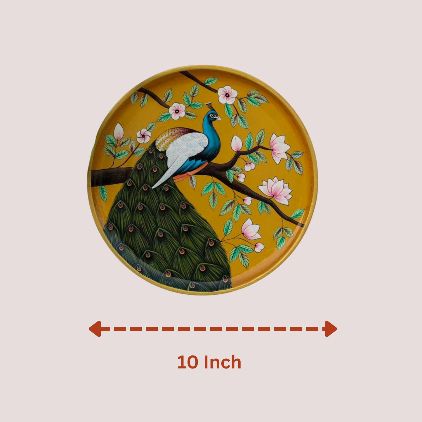 Hand-Painted Wooden Peacock Wall Plate