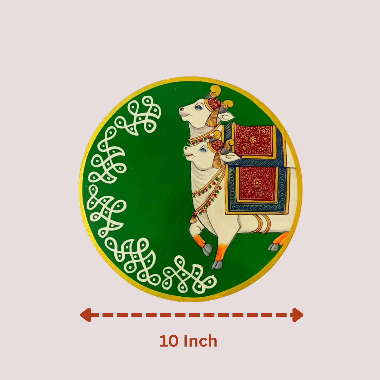 Hand Painted Wooden Plate Wall Painting Cow