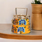Hand Painted 3 Tier Steel Tiffin Box -Orange