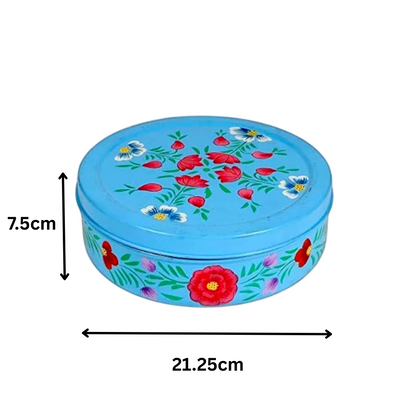 Hand Painted Spice Box With 7 Compartments-Blue