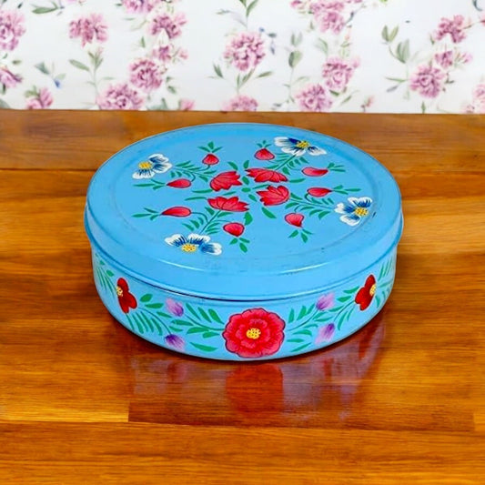 Hand Painted Spice Box With 7 Compartments-Blue