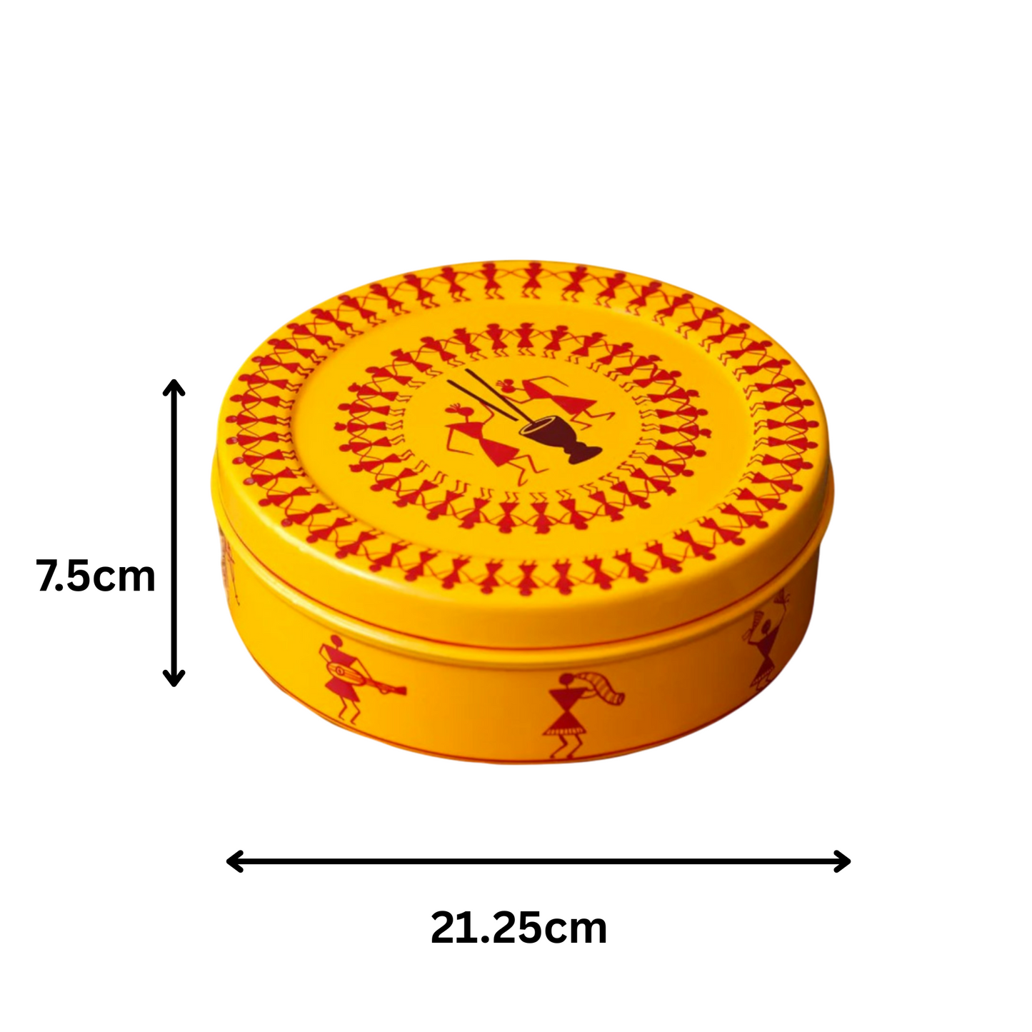 Hand Painted Spice Box With 7 Compartments-Yellow