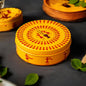Hand Painted Spice Box With 7 Compartments-Yellow