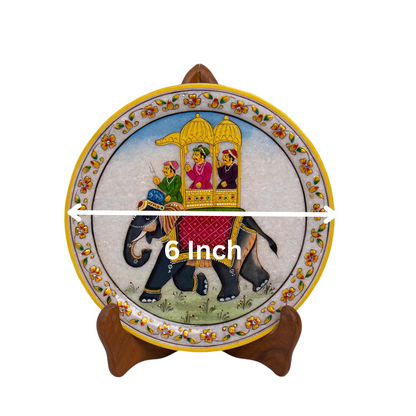 Marbel Round Elephant Plate With Wood Stand