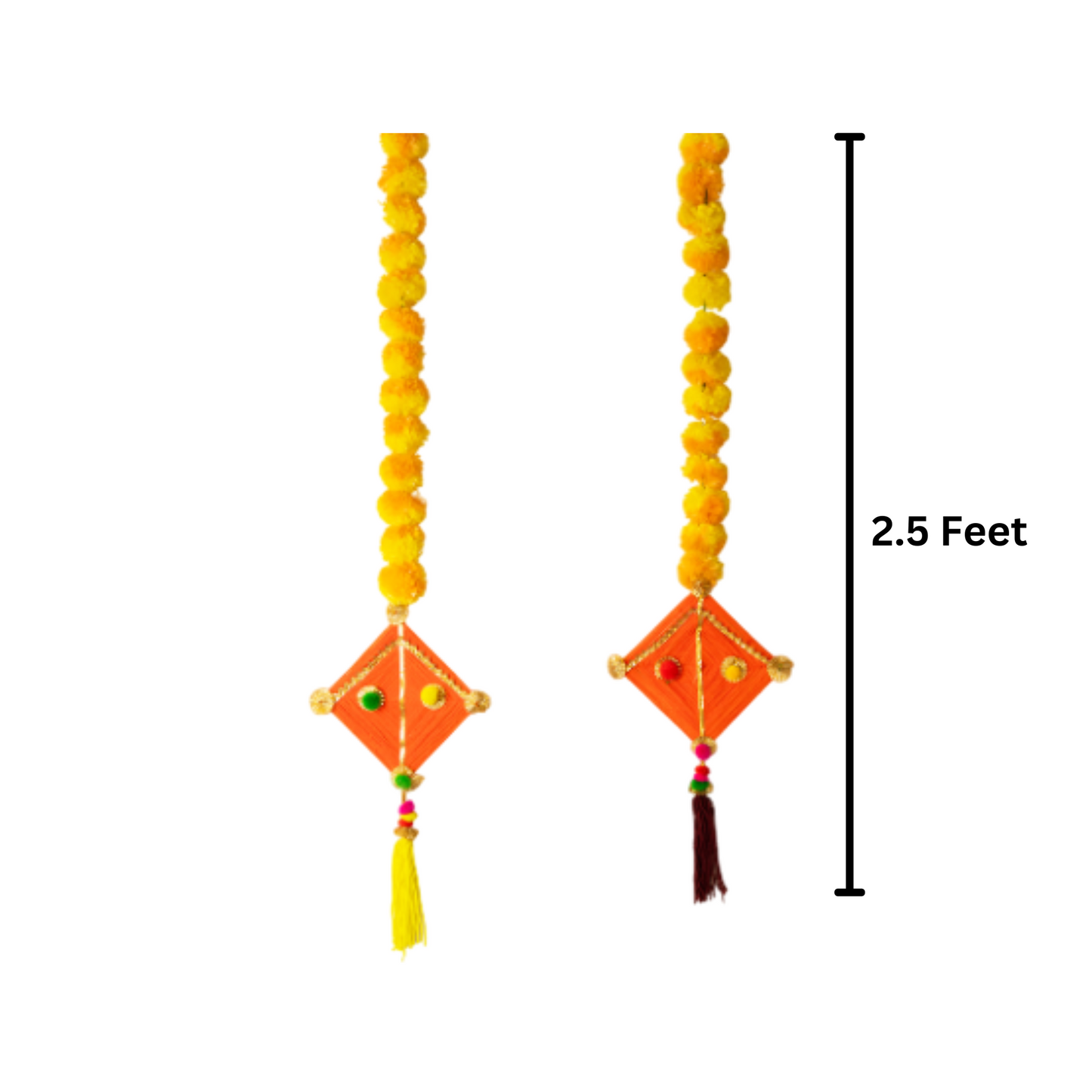 Marigold Fluffy Flowers With Kites Hanging