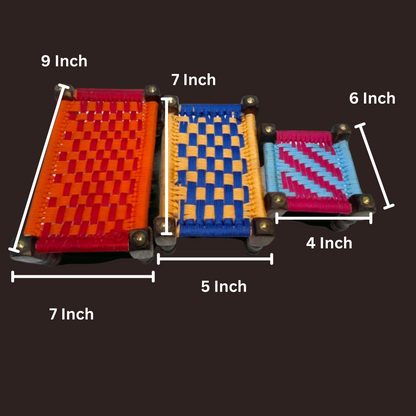 Miniature Wooden Charpai with Jute Weave set of three