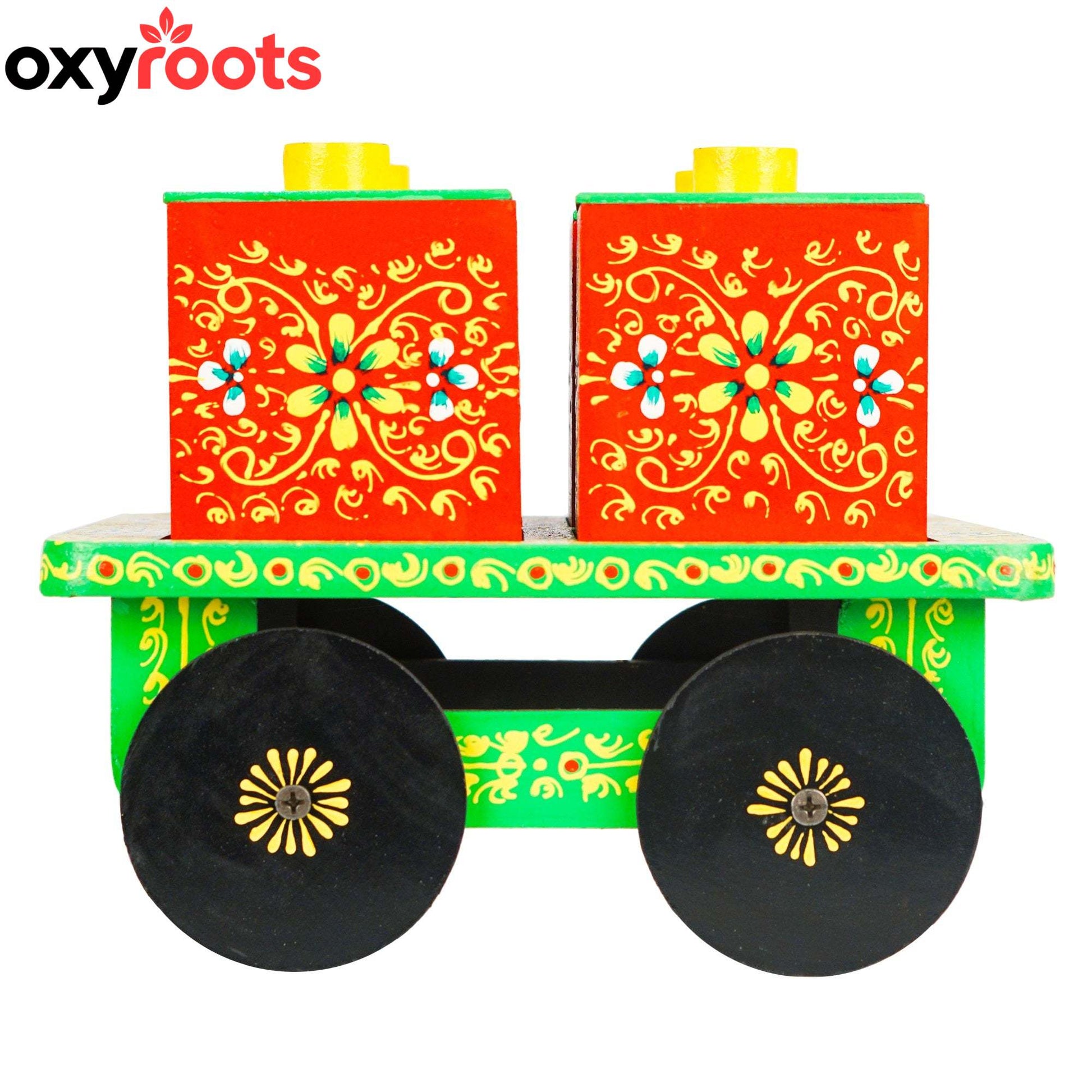 Dry Fruit Box Set of 4 With Trolley Cart - Green