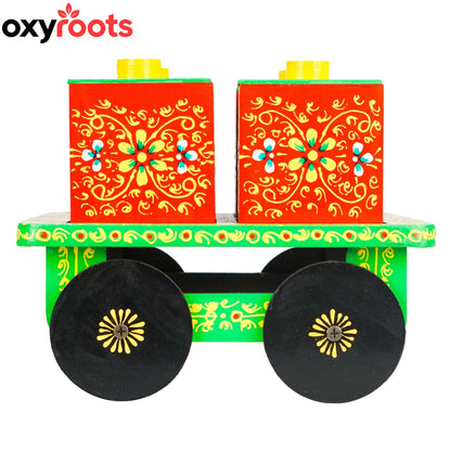 Dry Fruit Box Set of 4 With Trolley Cart - Green