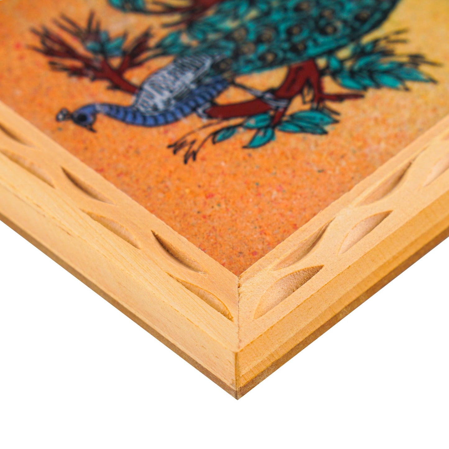 Peacock Gemstone Painted Tea Coasters 6 Pcs Set