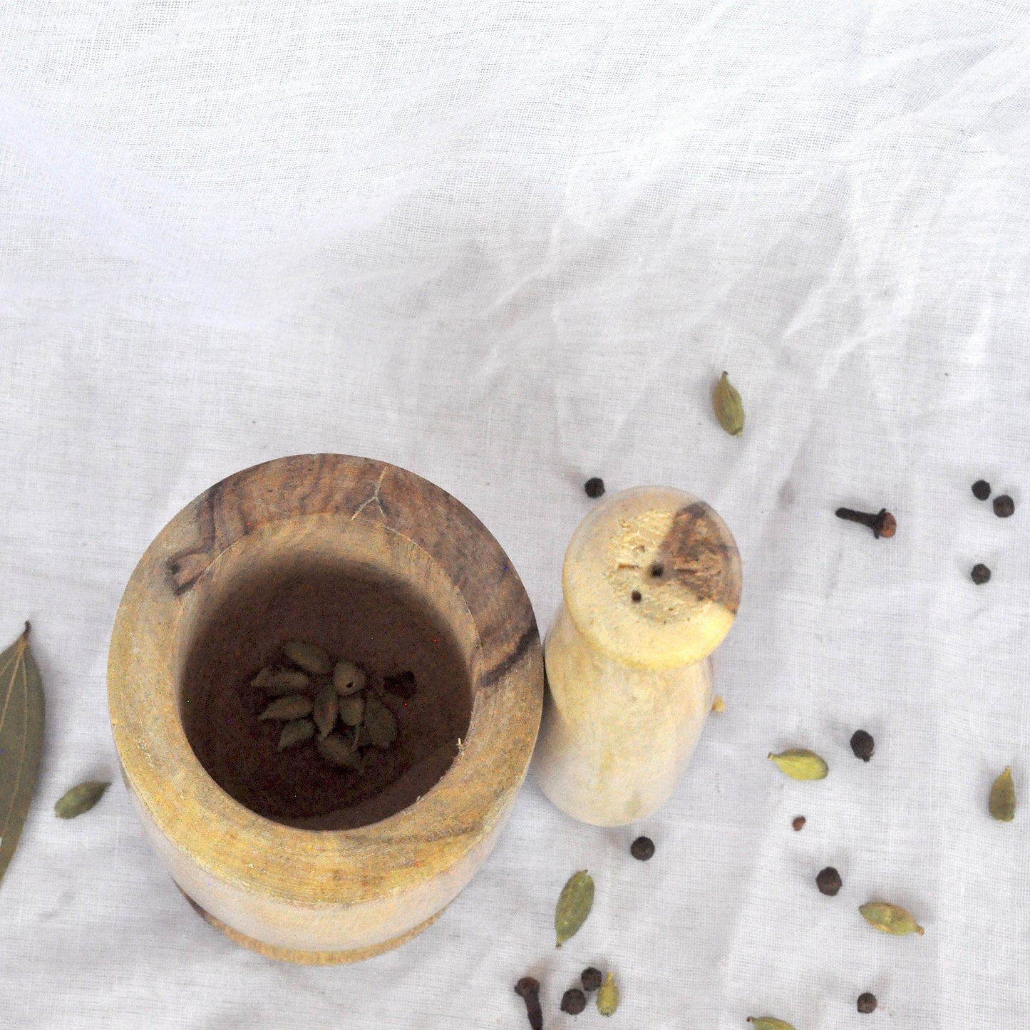 Wooden Natural Mortar And Pestle Okhali And Musal Set