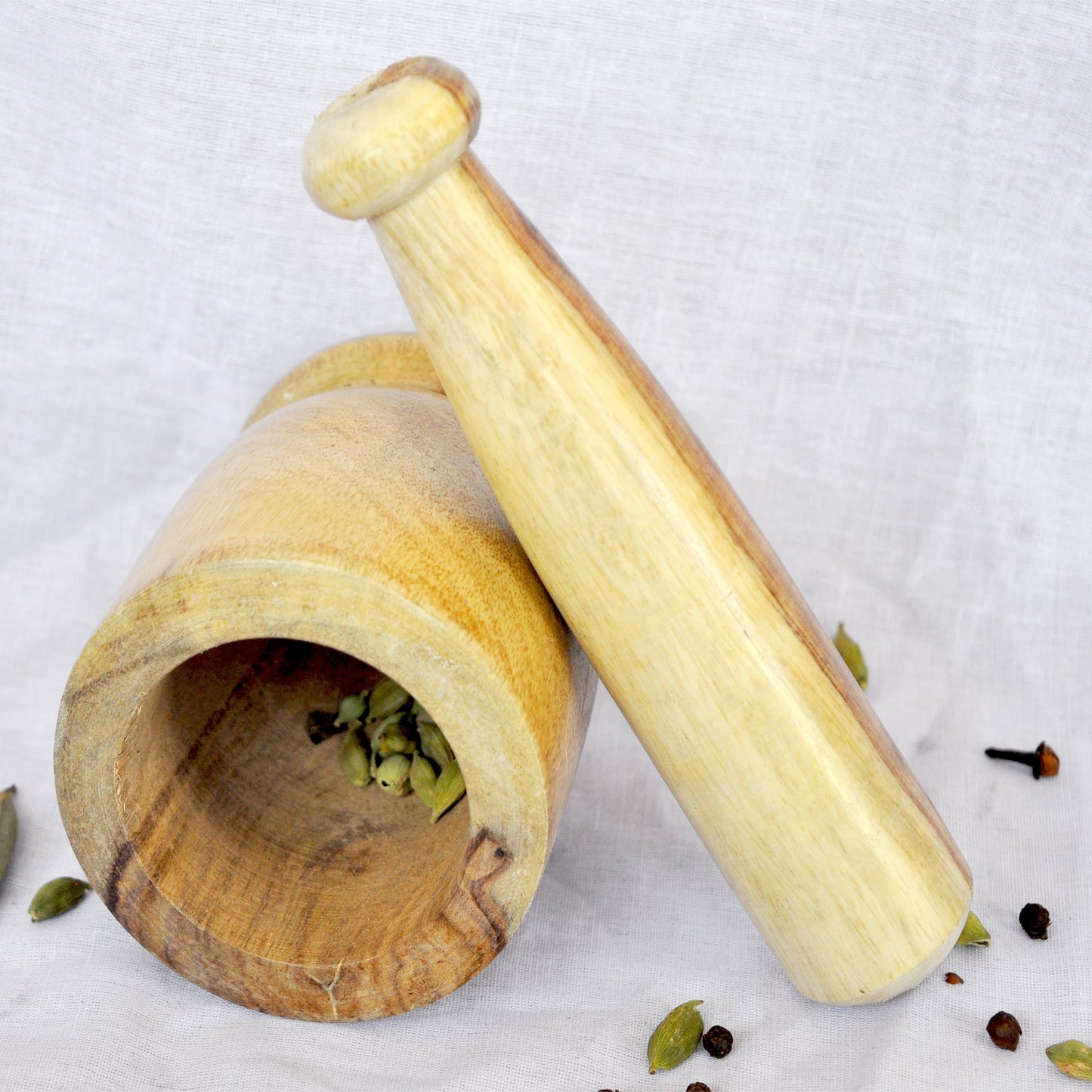 Wooden Natural Mortar And Pestle Okhali And Musal Set