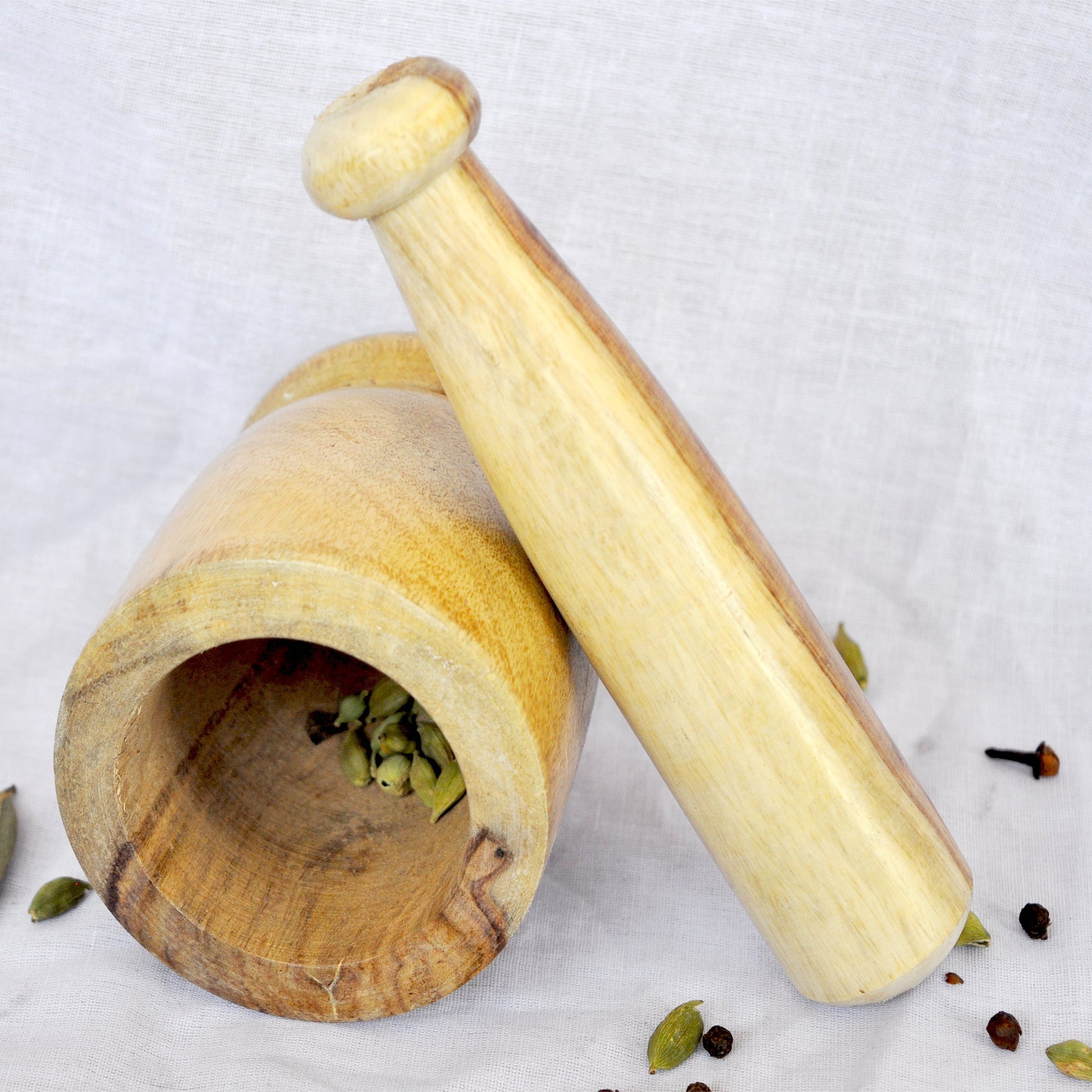 Wooden Natural Mortar And Pestle Okhali And Musal Set