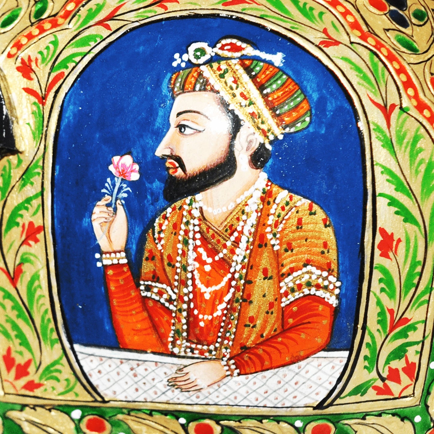 Wooden Mughal Art Elephant Home Decor Height 8 Inch