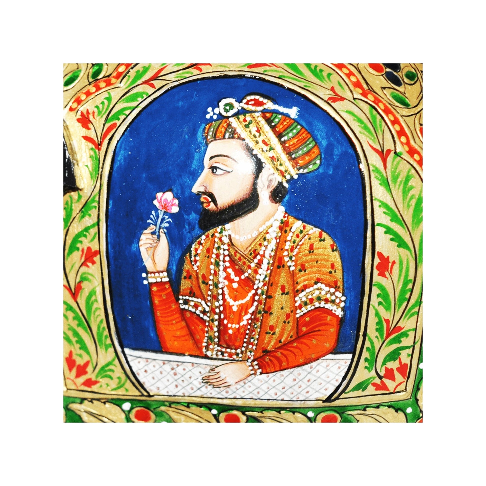 Wooden Mughal Art Elephant Home Decor Height 8 Inch