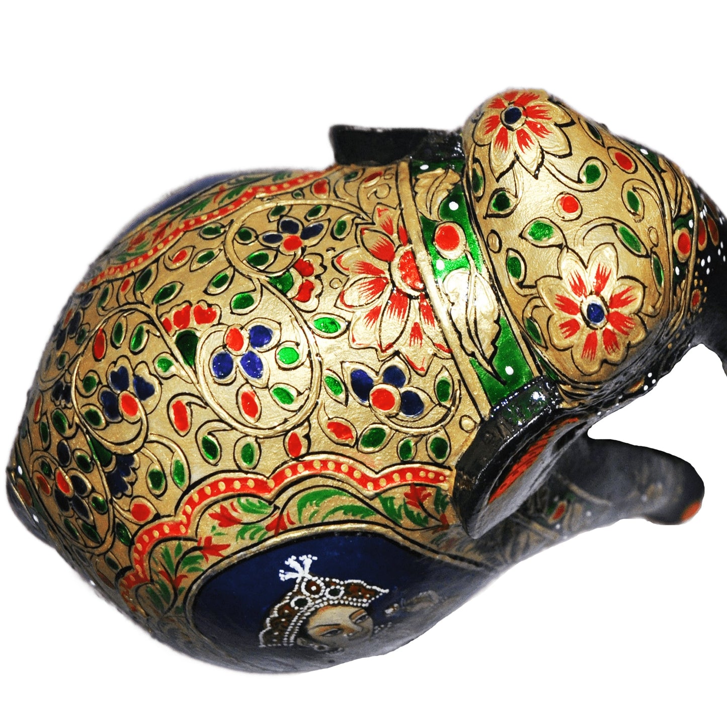 Wooden Mughal Art Elephant Home Decor Height 8 Inch