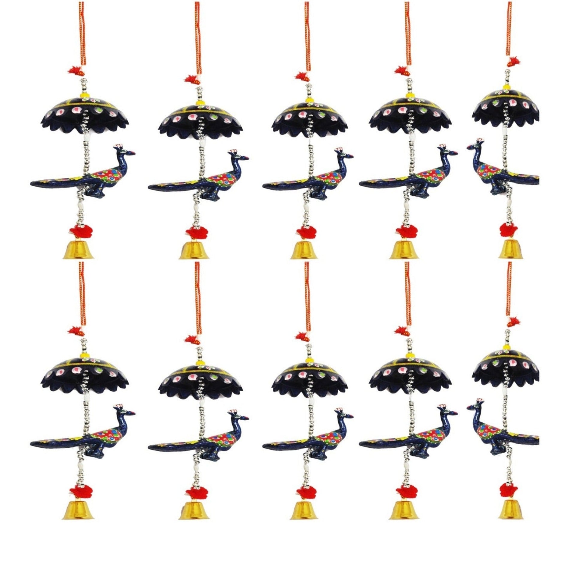 Peocock Hanging Jhoomer Dream Catcher Set of 10 pcs - Multicolour