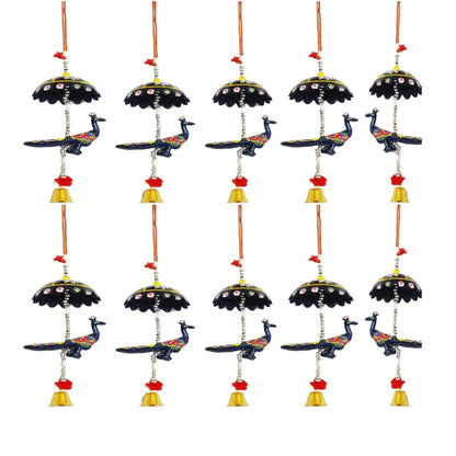 Peocock Hanging Jhoomer Dream Catcher Set of 10 pcs - Multicolour