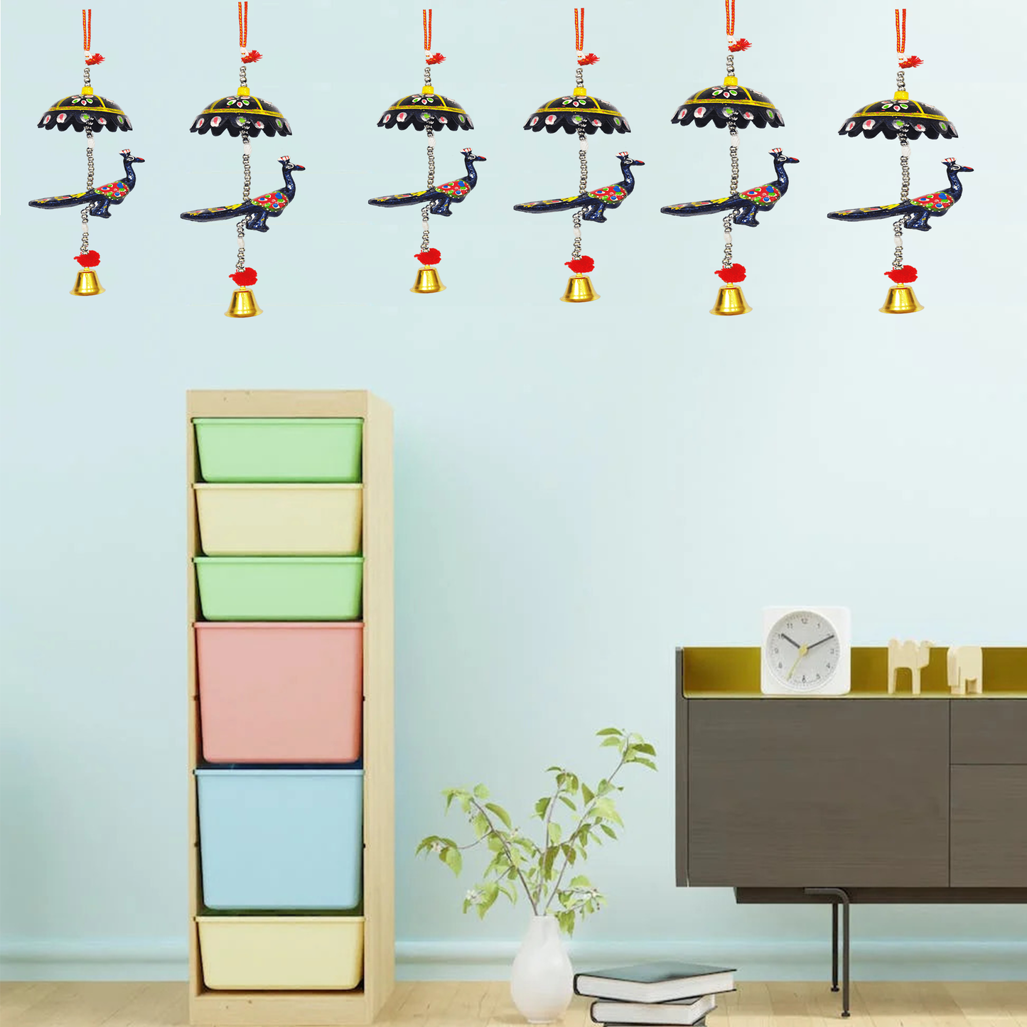 Peocock Hanging Jhoomer Dream Catcher Set of 10 pcs - Multicolour