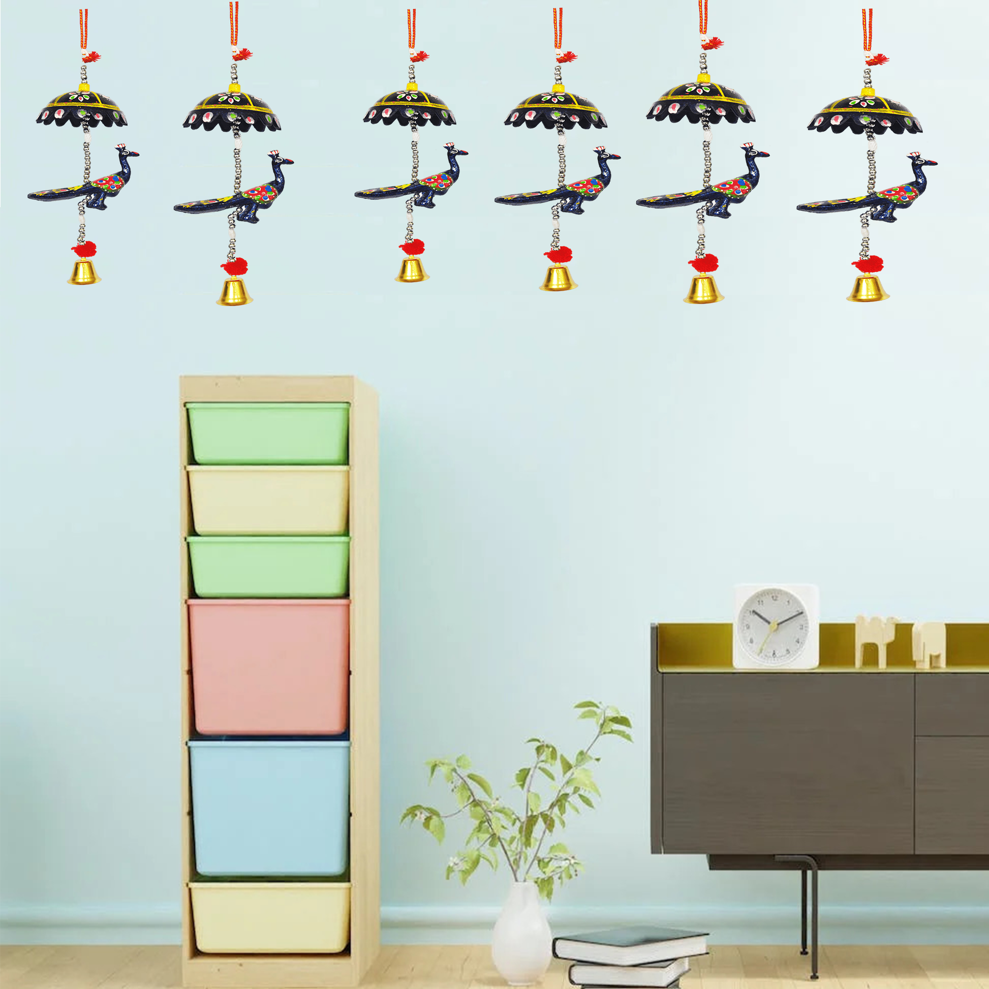 Peocock Hanging Jhoomer Dream Catcher Set of 10 pcs - Multicolour