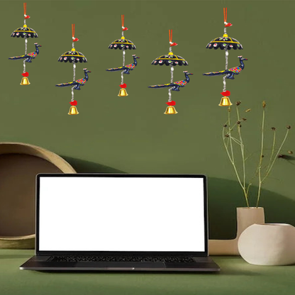 Peocock Hanging Jhoomer Dream Catcher Set of 10 pcs - Multicolour