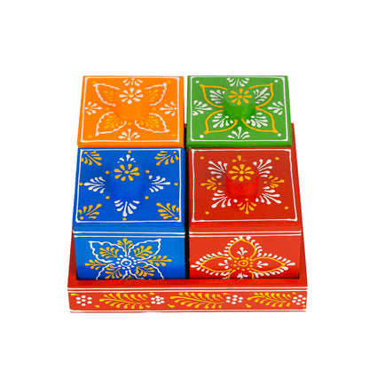 Revolving Dryfruit Art Decorative Serving Tray - Multicolour