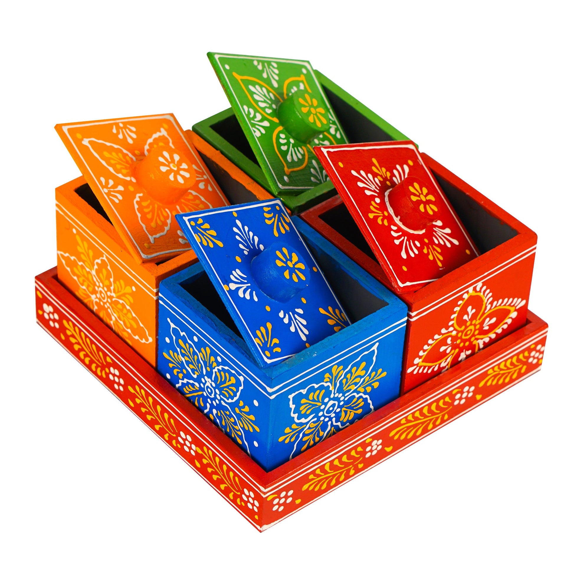 Revolving Dryfruit Art Decorative Serving Tray - Multicolour