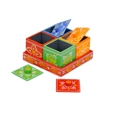 Revolving Dryfruit Art Decorative Serving Tray - Multicolour