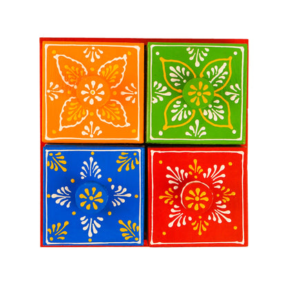 Revolving Dryfruit Art Decorative Serving Tray - Multicolour