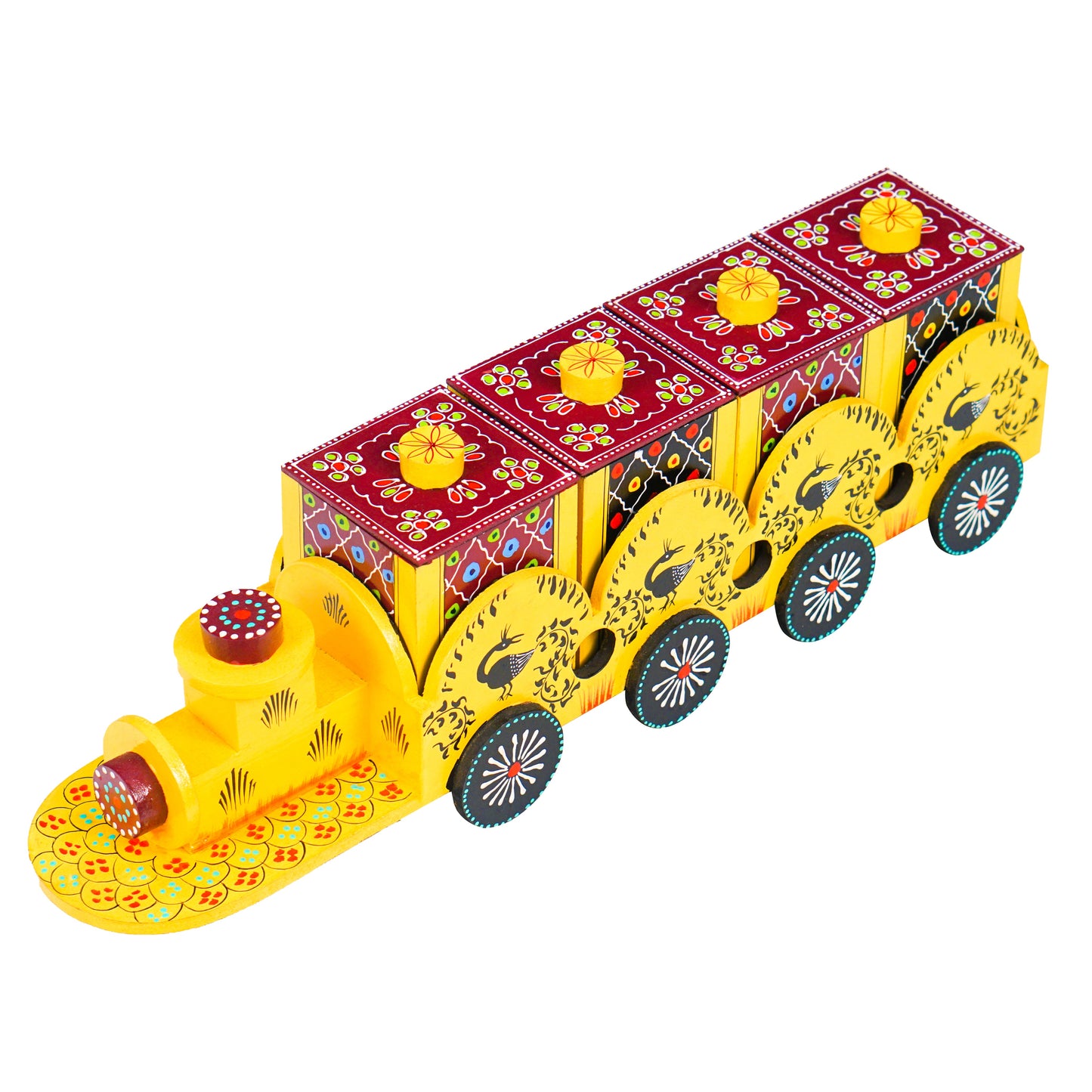 Wooden Train Shape Dry Fruit Holder 4 Box