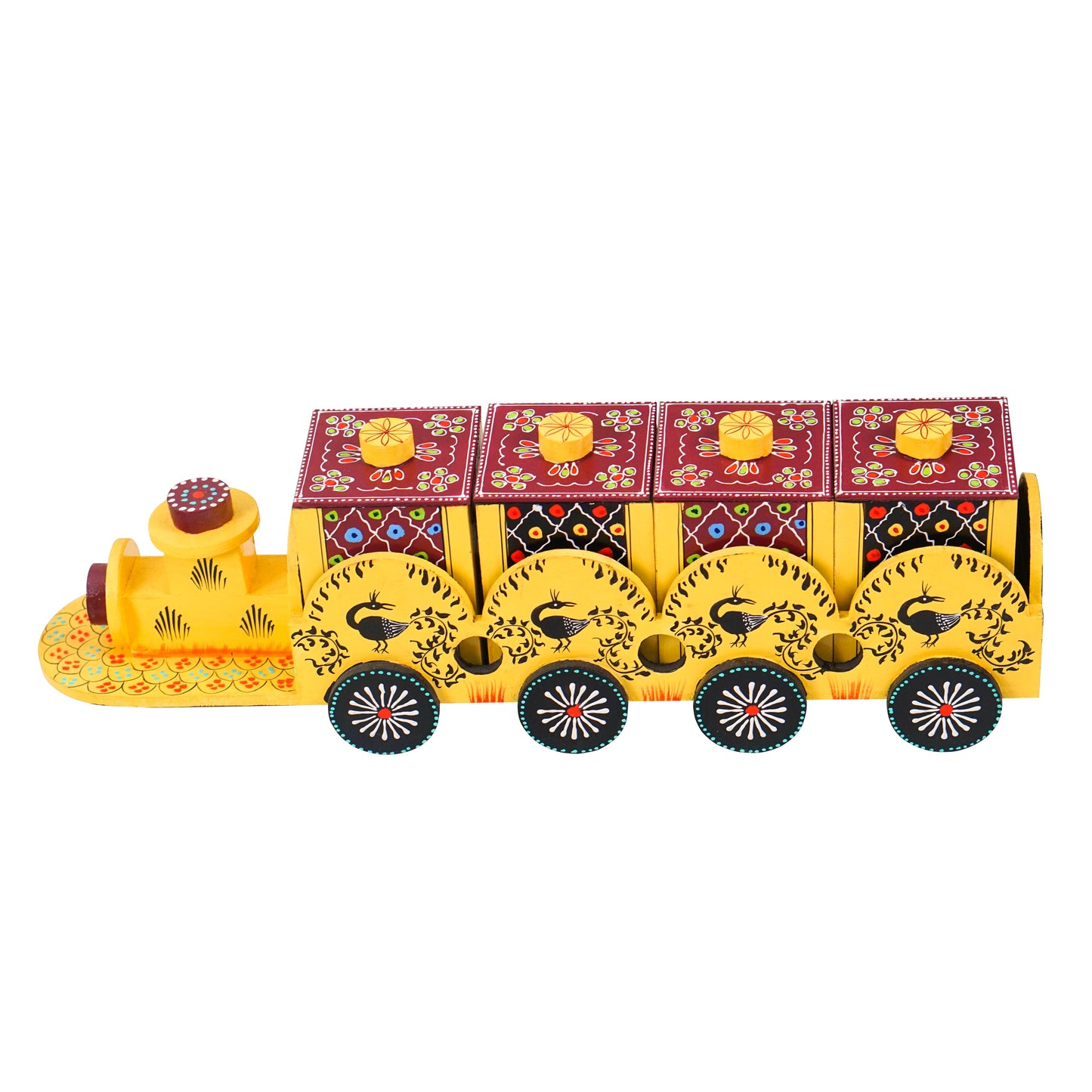 Wooden Train Shape Dry Fruit Holder 4 Box
