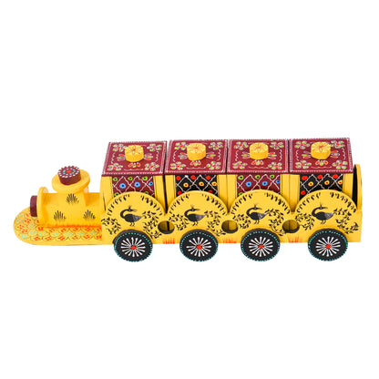Wooden Train Shape Dry Fruit Holder 4 Box