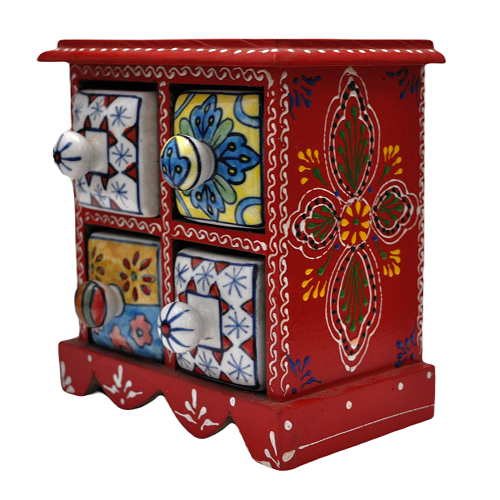 Wooden Ceramic Drawer Chest With 4 Drawer