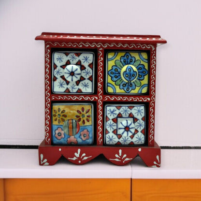 Wooden Ceramic Drawer Chest With 4 Drawer