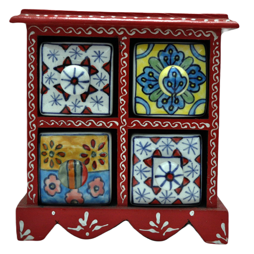 Wooden Ceramic Drawer Chest With 4 Drawer