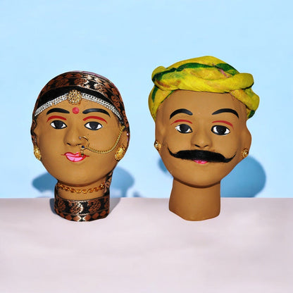 Rajasthani Kaka Kaki Face Kathputli Dhola Maru Set 4 Inch
