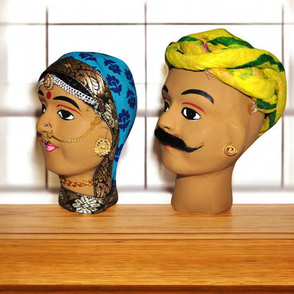 Rajasthani Kaka Kaki Face Kathputli Dhola Maru Set 4 Inch