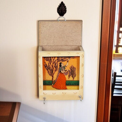 Wooden 2 Pin Key Holder Paintings set of 2 pc