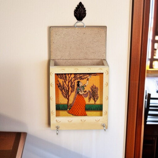 Wooden 2 Pin Key Holder Paintings set of 2 pc