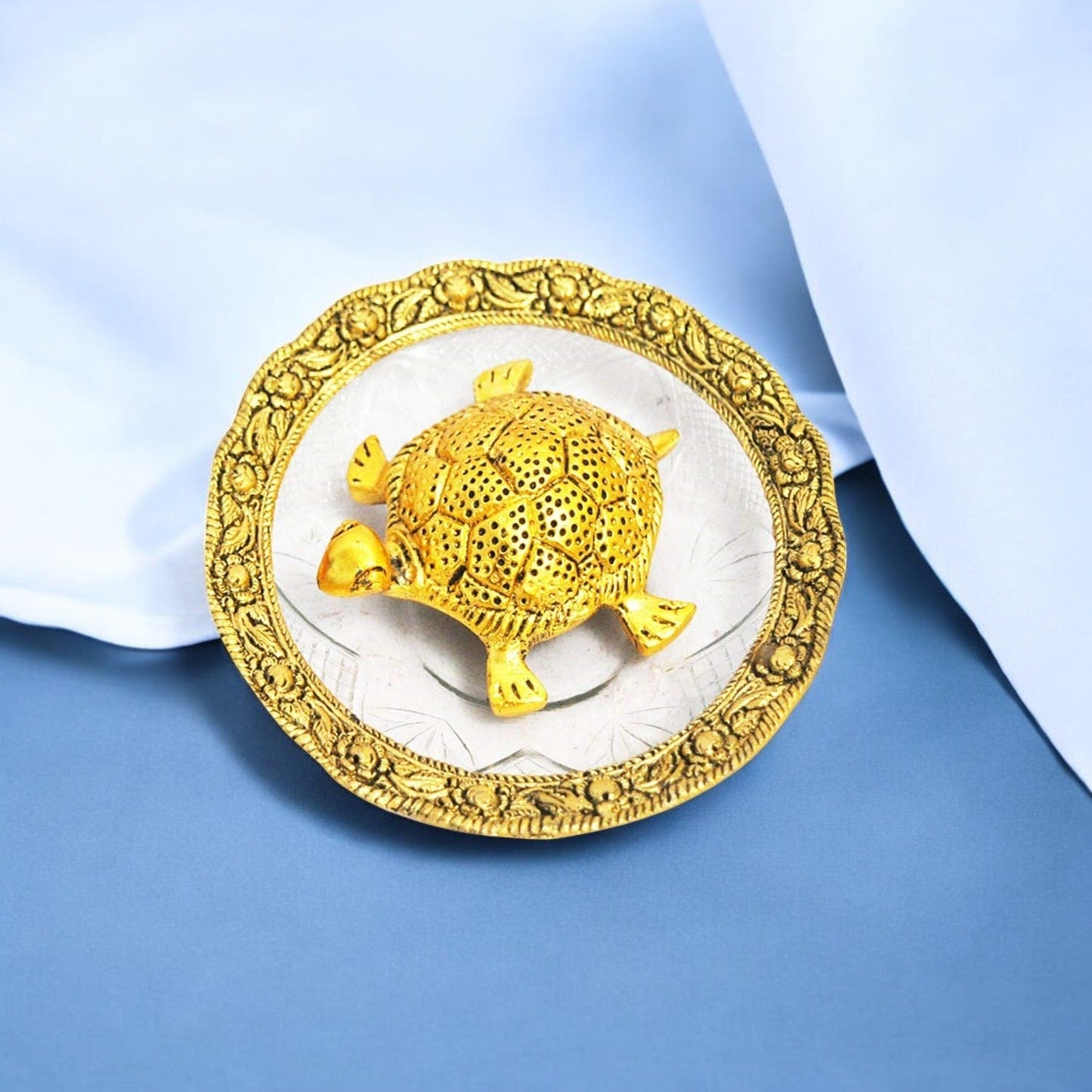 Metal Tortoise With Glass Plate