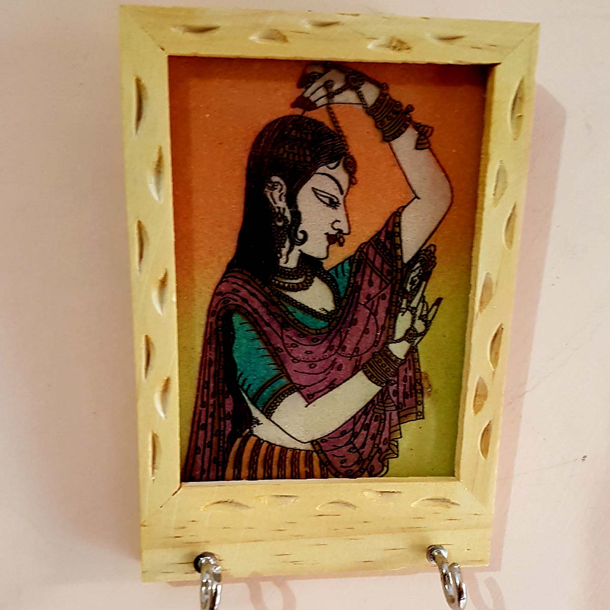 Wooden Hand Painting 2 Pin Key Holder