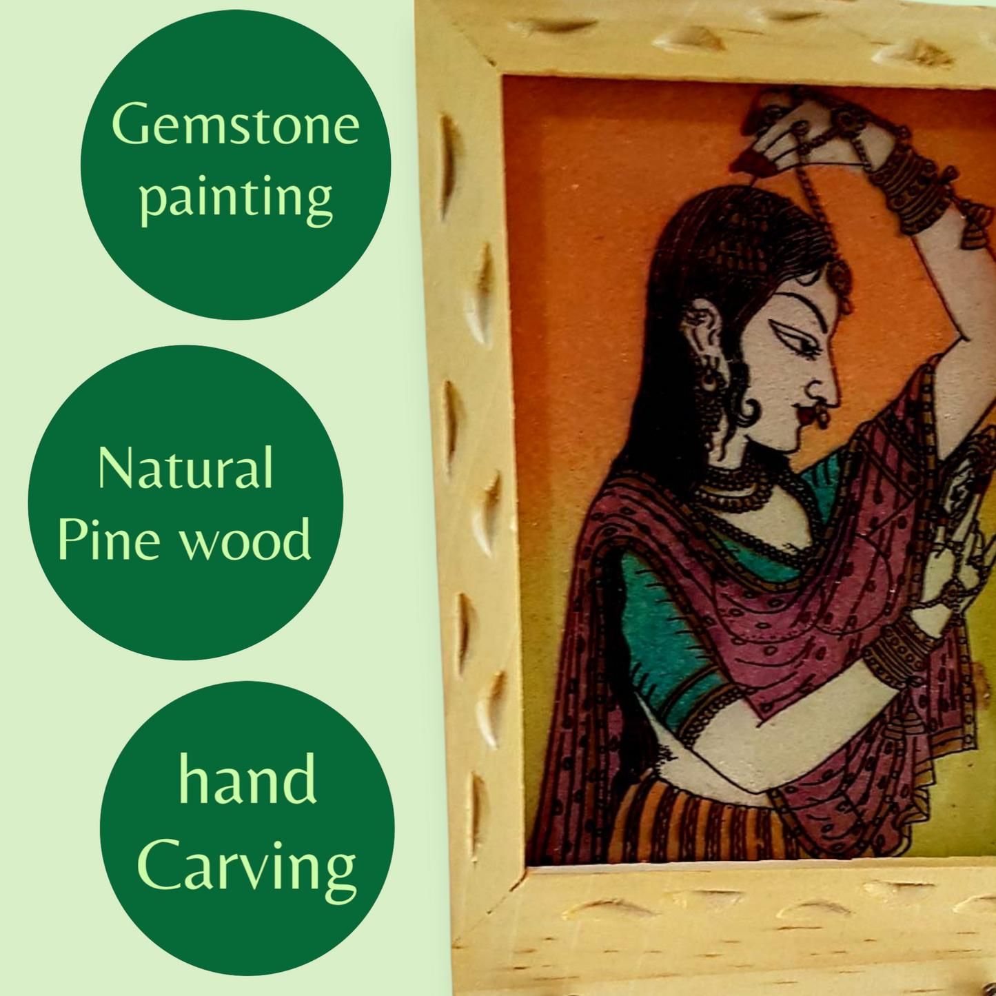 Wooden Hand Painting 2 Pin Key Holder set of 2 pc