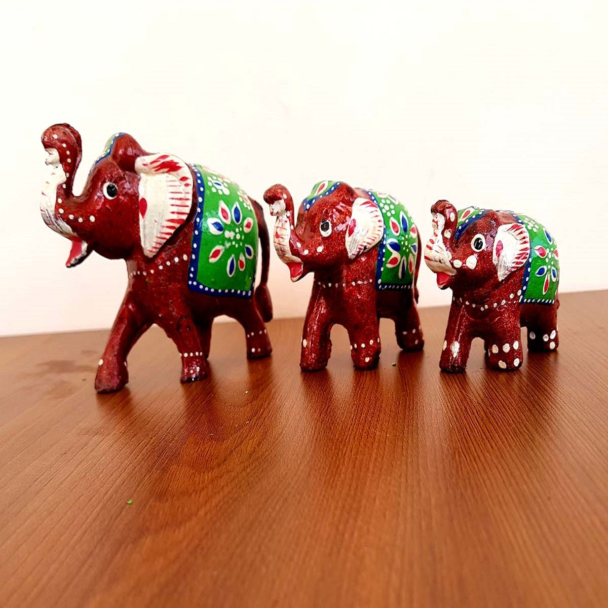 Elephant Fiber Showpiece Set Of 3 Pcs