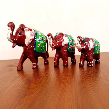Elephant Fiber Showpiece Set Of 3 Pcs