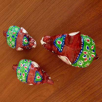 Elephant Fiber Showpiece Set Of 3 Pcs