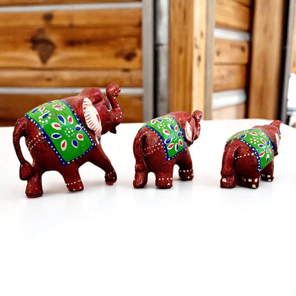 Elephant Fiber Showpiece Set Of 3 Pcs
