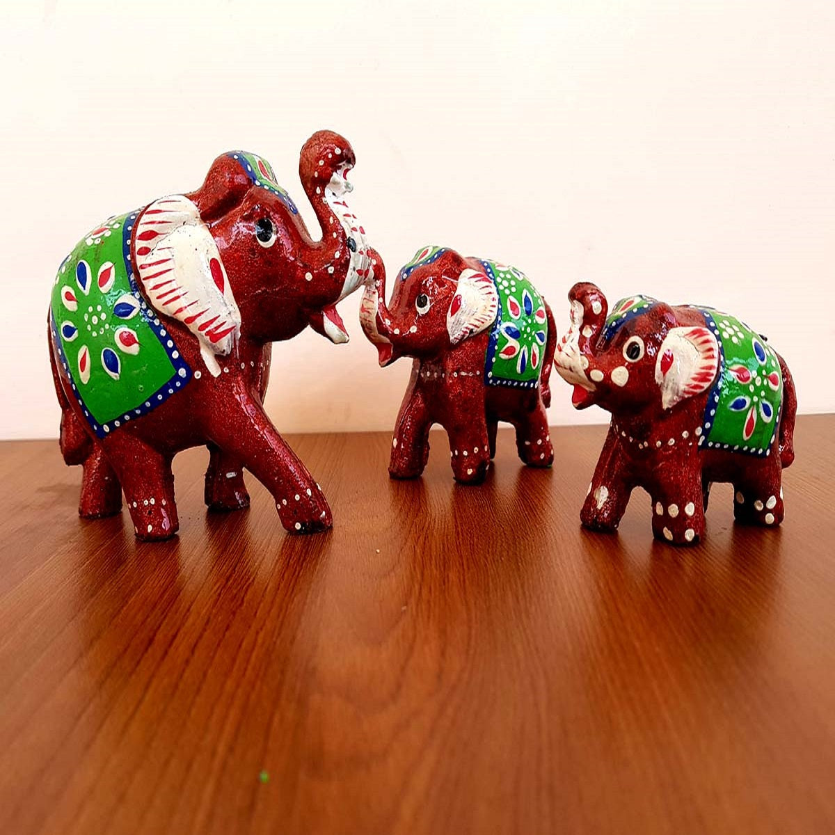 Elephant Fiber Showpiece Set Of 3 Pcs