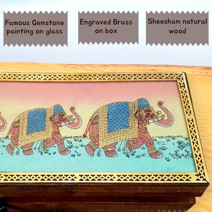 Wooden Painted Jewellery Box 10x8 Inch
